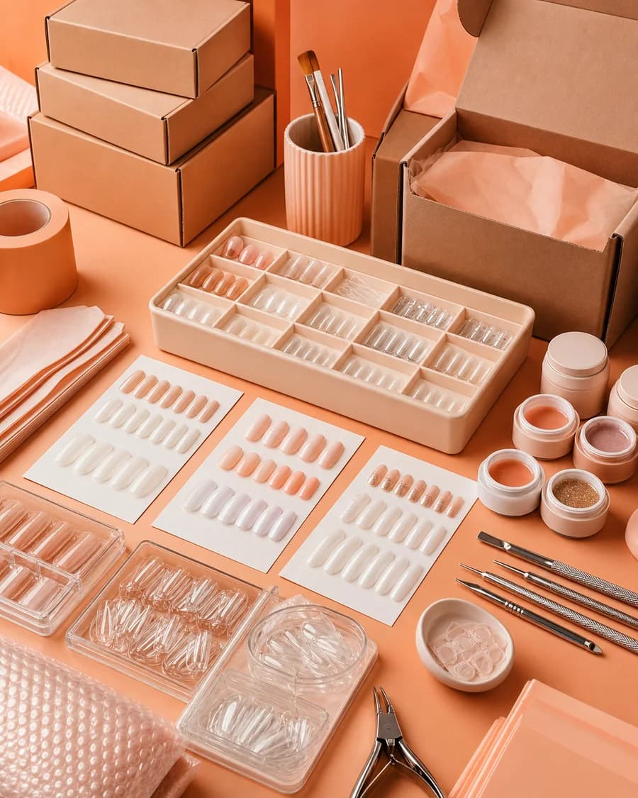 Professional press-on nail supplies and packaging